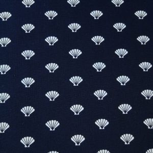 Popeline de Coton Oeko Tex Coquillages Marine