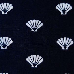 Popeline de Coton Oeko Tex Coquillages Marine