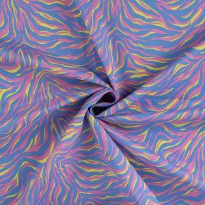 Voile de Coton Zébré Bleu et Rose