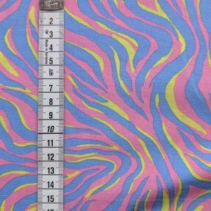 Voile de Coton Zébré Bleu et Rose