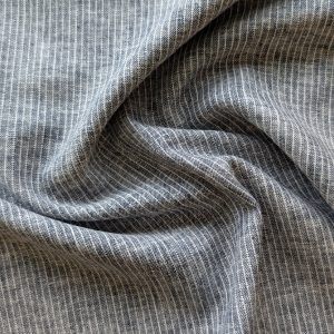 Tissu Denim Rayé Bleu Lin Coton