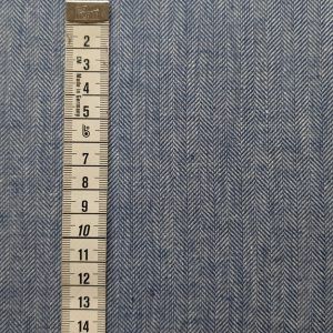 Tissu Lin Coton Bleu Denim Chevron