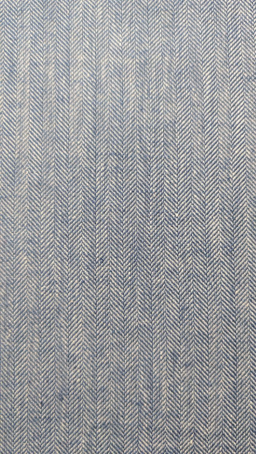 Tissu Lin Coton Bleu Denim Chevron – Image 3