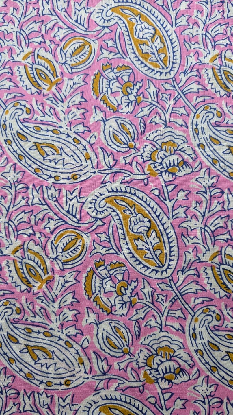 Coton Indien Rose Motif Cachemire – Image 3