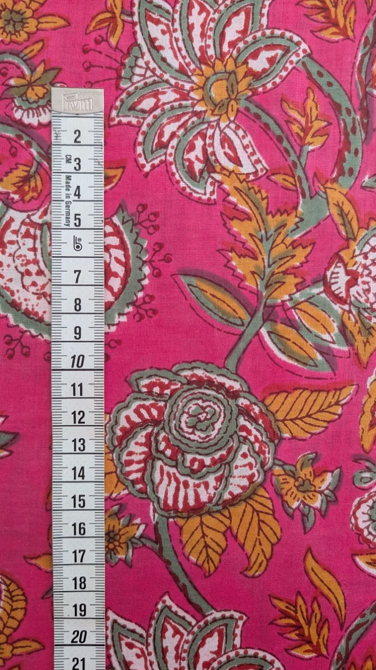 Coton Indien Fuchsia Fleurs – Image 2
