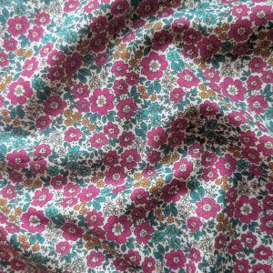 Voile de Coton Petites Fleurs Fuchsia