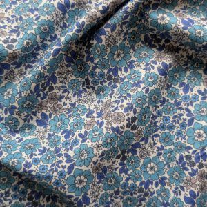 Voile de Coton Petites Fleurs Bleues