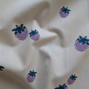 Popeline Écru Motifs Mûres