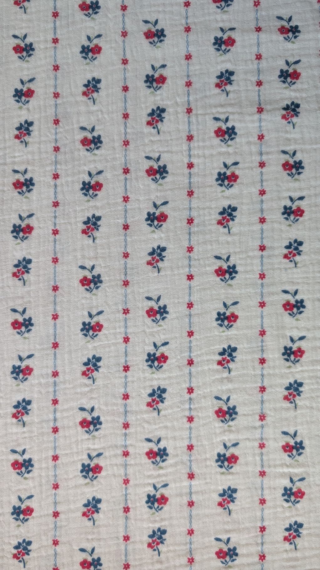 Double Gaze Fleurs Bleu et Rouge – Image 3