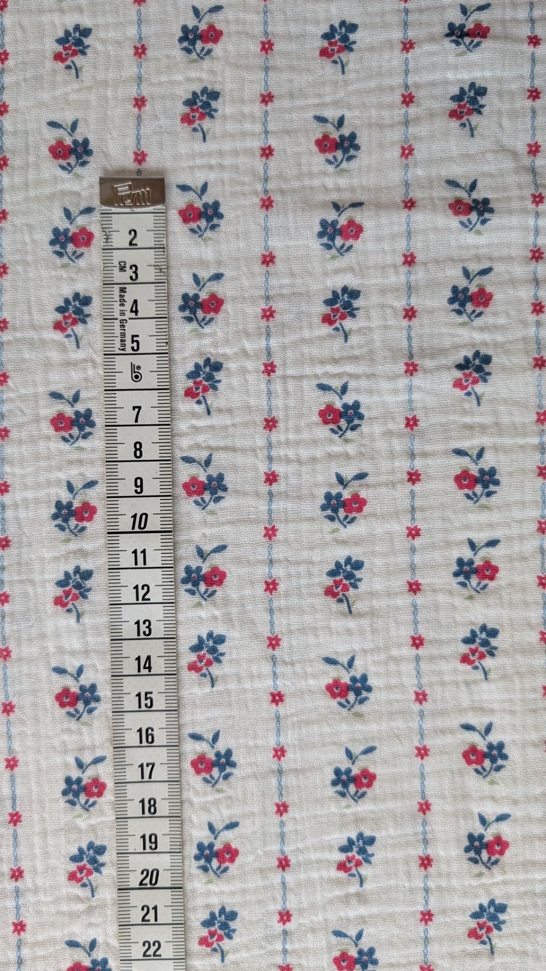 Double Gaze Fleurs Bleu et Rouge – Image 2