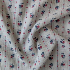 Double Gaze Fleurs Bleu et Rouge
