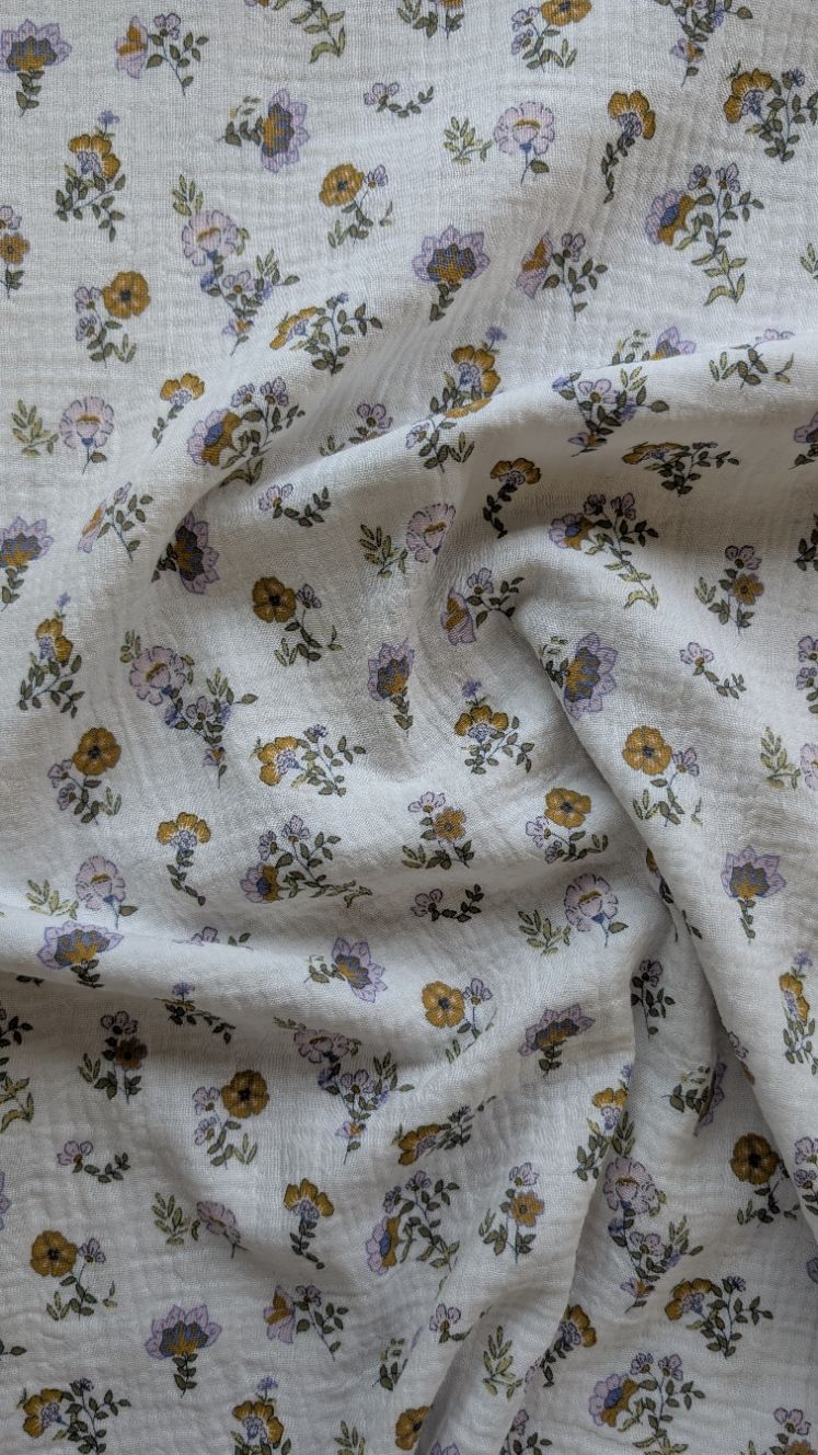 Tissu double gaze petites fleurs