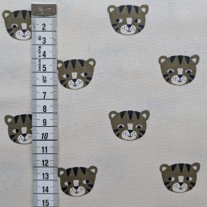 Popeline Écru Motifs Tigres Bio