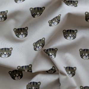 Popeline Écru Motifs Tigres Bio