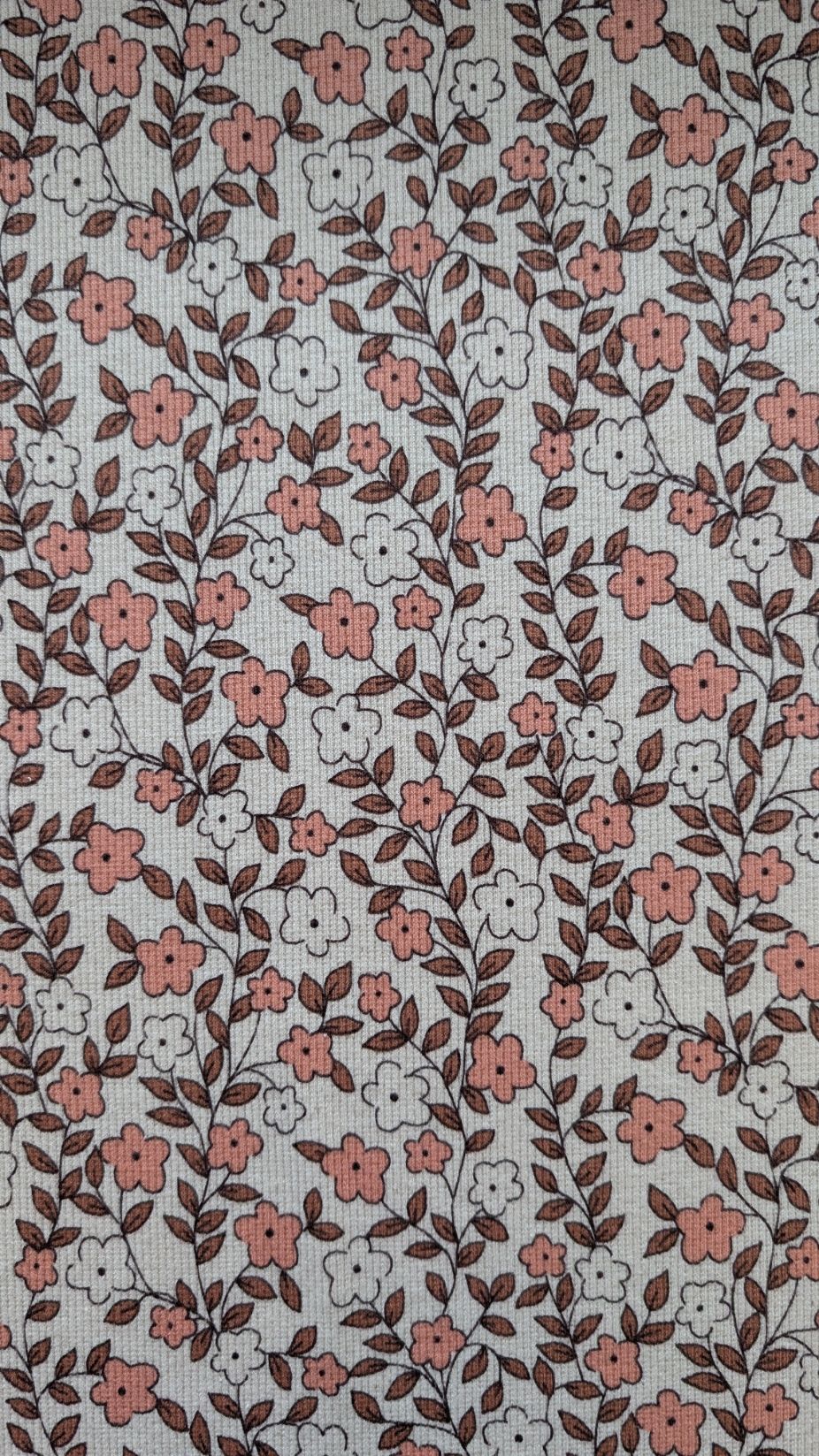 Jersey Côtelé Fleuri Rose et Marron Bio – Image 3