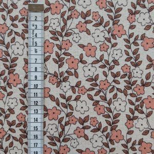 Jersey Côtelé Fleuri Rose et Marron Bio