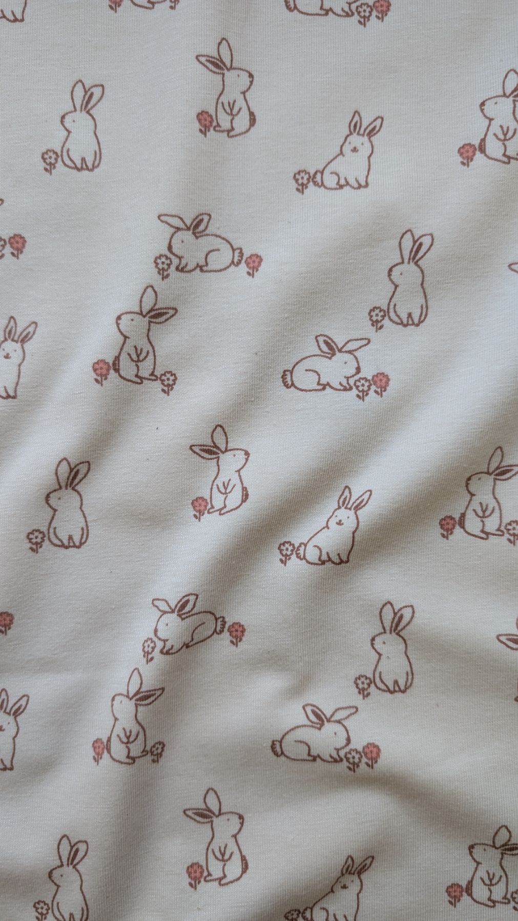Tissu jersey écru motif lapins