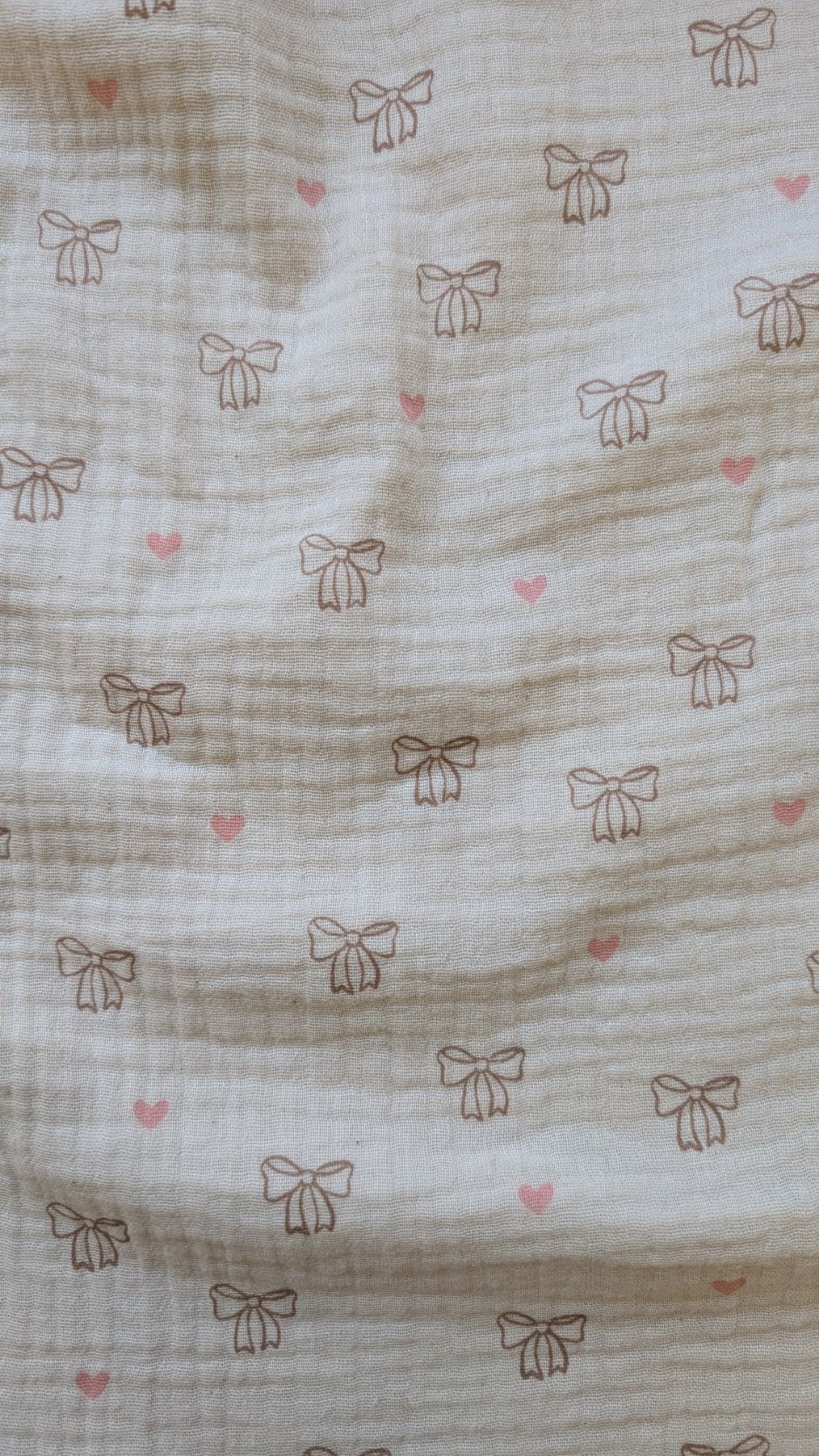 Tissu double gaze écru motif nœuds