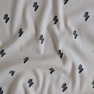 Jersey Côtelé Écru Éclairs Bio