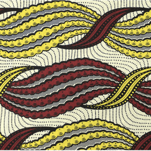 Tissu WAX Graphiques Jaune et Bordeaux