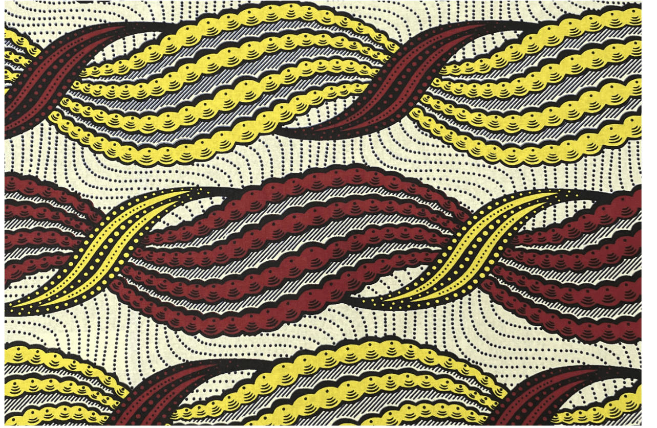 Tissu WAX Graphiques Jaune et Bordeaux