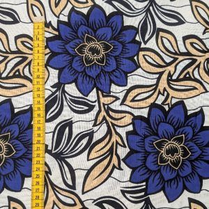 Tissu WAX Bleu et Blanc