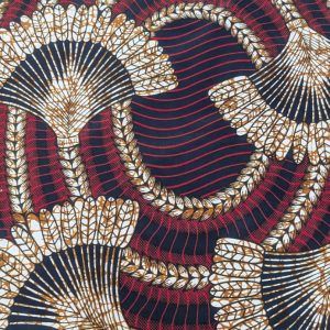 Tissu WAX Bordeaux et Écru