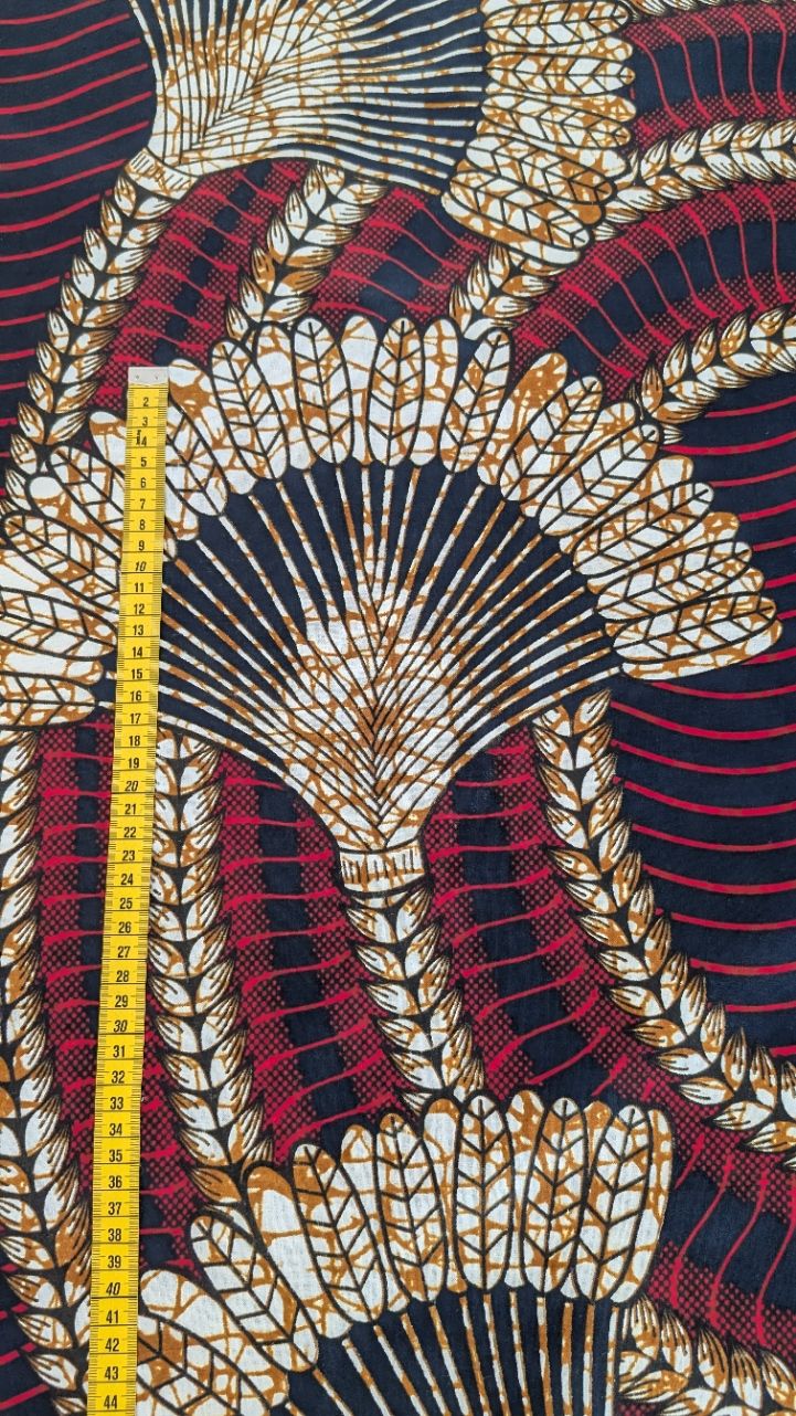 Tissu WAX Bordeaux et Écru – Image 2